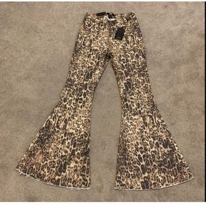 NWT Leopard Print Flare Jeans,Size  10 Distressed Lucky & Blessed Westernwear